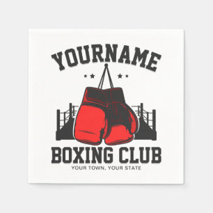 Pro Boxer ADD NAME Red Gloves Boxing Ring Training Napkin