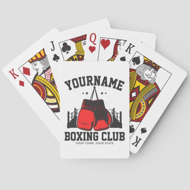 Pro Boxer ADD NAME Red Gloves Boxing Ring Training Playing Cards (Back)