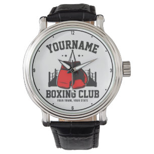 Pro Boxer ADD NAME Red Gloves Boxing Ring Training Watch