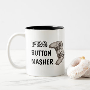 Pro Button Masher   Funny Video Game Controller Two-Tone Coffee Mug