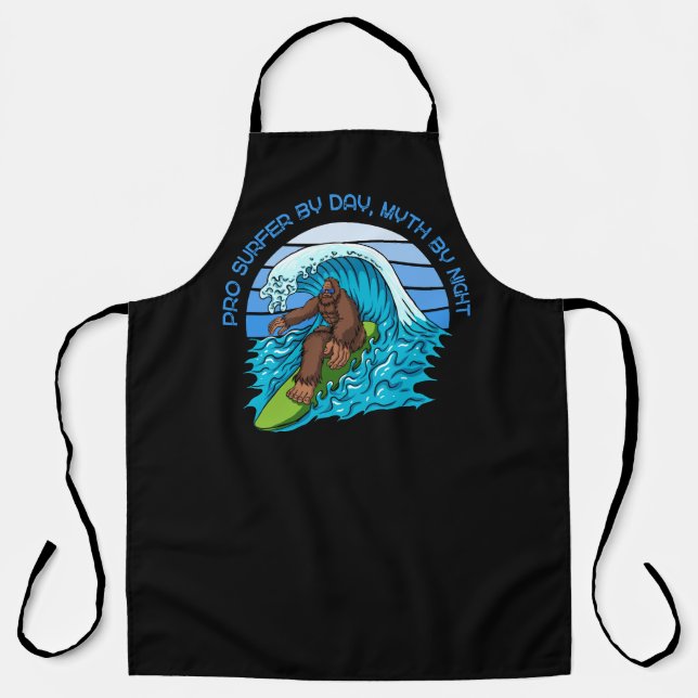Pro By Day, Myth By Night Surfing Bigfoot Apron (Front)