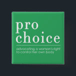 Pro-Choice Advocating for Women's Right Green 2 Inch Square Button<br><div class="desc">Pro-Choice Advocating for Women's Right to Choose</div>