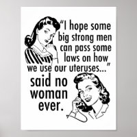 Pro Choice Feminist Humor Political Cartoon Retro
