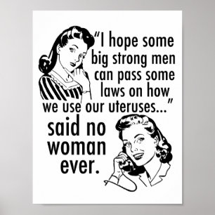Pro Choice Feminist Humor Political Cartoon Retro Poster