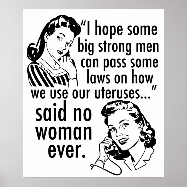 Pro Choice Feminist Humor Political Cartoon Retro Poster (Front)