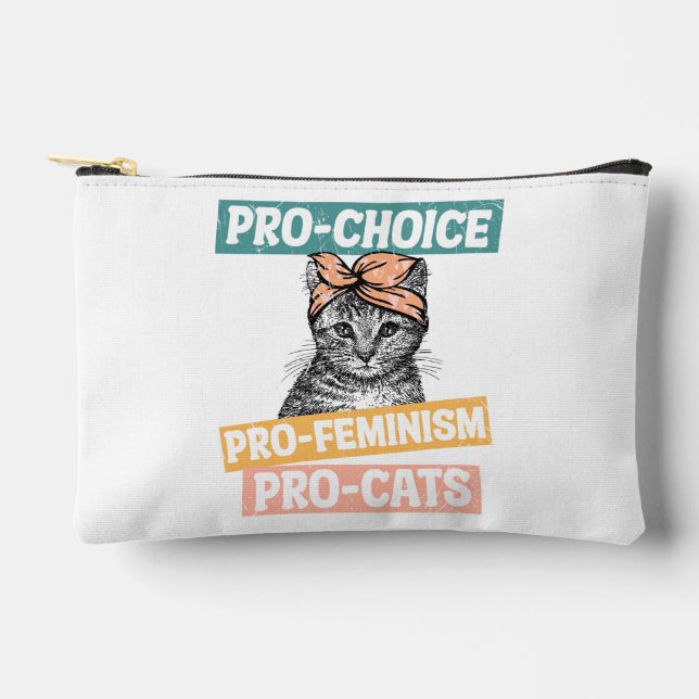 Pro Choice Pro Feminism Pro Cats Accessory Pouch (Front)