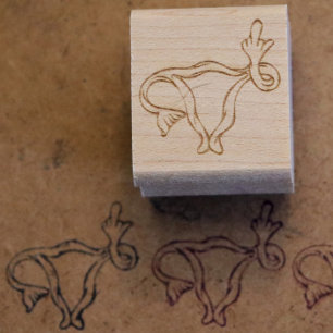 Pro-choice uterus flip off rubber stamp