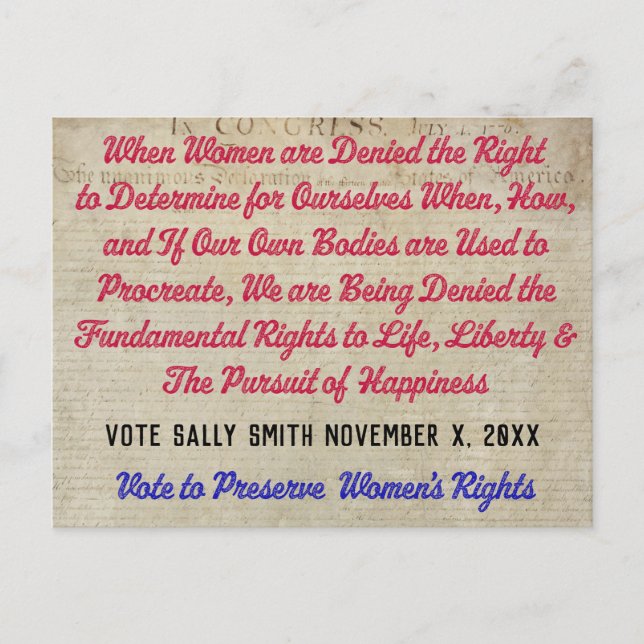 Pro Choice Vote for Life Liberty and Happiness Postcard (Front)