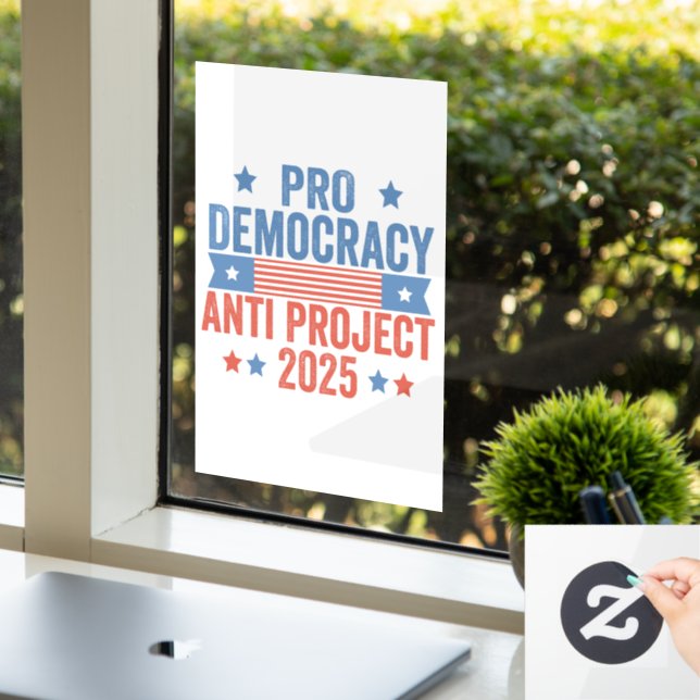 Pro Democracy Anti Project 2025 Republican Trump Window Cling (Office)