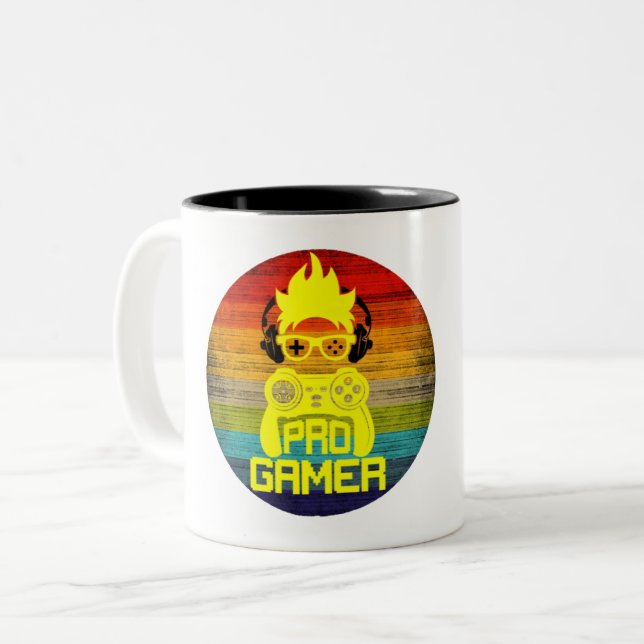 PRO GAMER - GAMING NERD Two-Tone COFFEE MUG (Front Left)