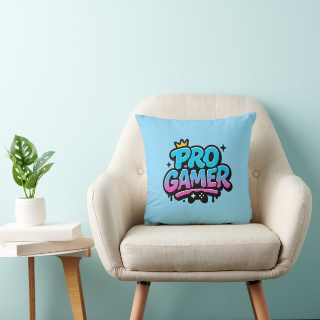 PRO GAMER Graffiti Logo Throw Pillow (Chair)