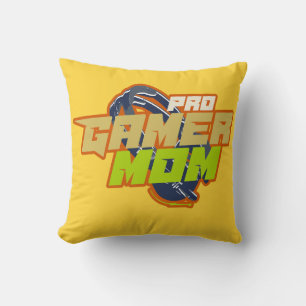 Pro Gamer Mom funny badge T-Shirt Throw Pillow