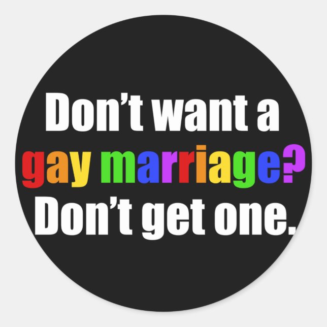 Pro Gay Marriage Classic Round Sticker (Front)
