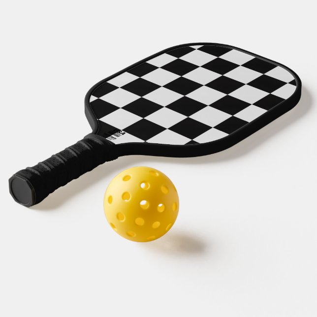 Pro Gear Black and White Chequered Pattern Pickleball Paddle (Laydown 2)