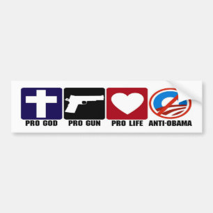 Pro God, Gun, Life, Anti Obama Bumper Stickers