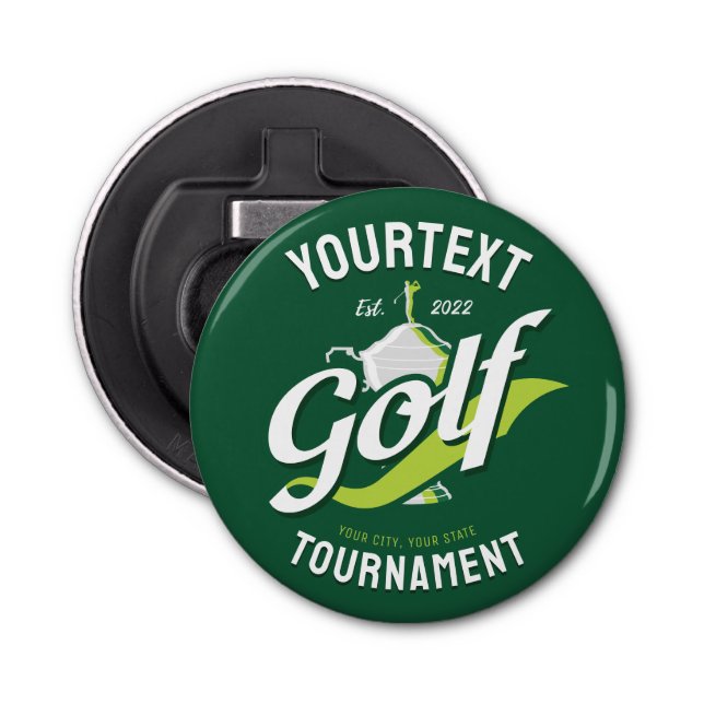 Pro Golfer NAME Golf Trophy Tournament Golfing Bottle Opener (Front)