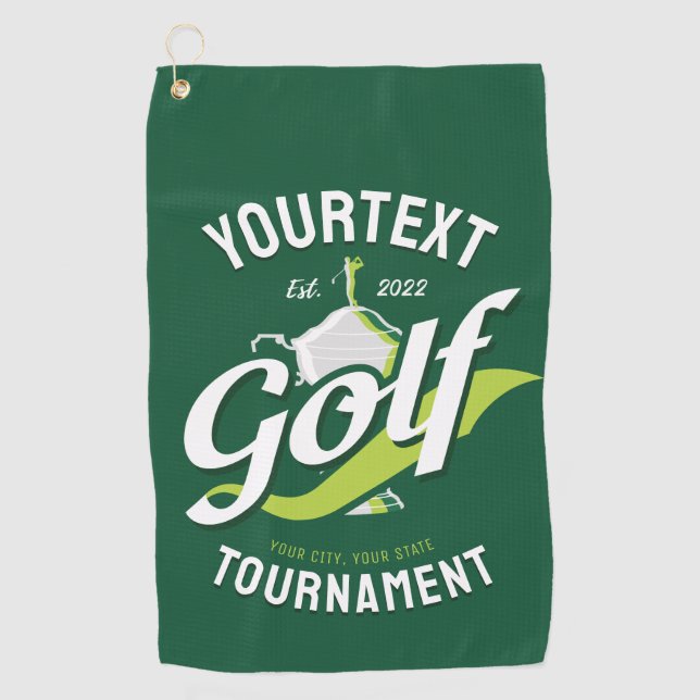 Pro Golfer NAME Golf Trophy Tournament Golfing Golf Towel (Front)