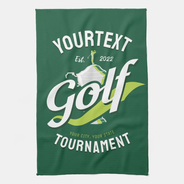 Pro Golfer NAME Golf Trophy Tournament Golfing Kitchen Towel (Vertical)