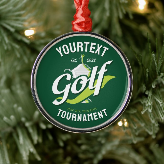 Pro Golfer NAME Golf Trophy Tournament Golfing Metal Ornament (Tree)