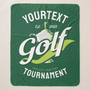 Pro Golfer NAME Golf Trophy Tournament Golfing Sherpa Blanket