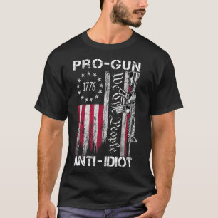Pro Gun Anti Idiot Shirt Vintage Usa Flag 2nd Amen