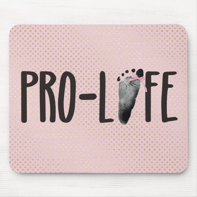Pro-Life Baby Footprint on Dots Mouse Pad (Front)
