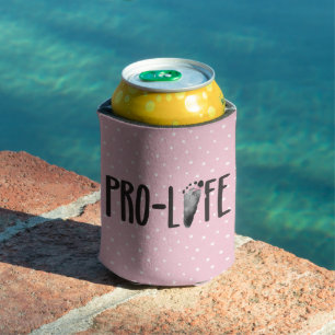 Pro-Life Baby Footprint On Polka Dots Can Cooler