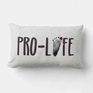 Pro-Life Baby Footprint with Bow  Lumbar Pillow