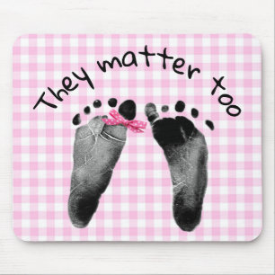 Pro-Life Baby Footprints On Gingham Mouse Pad