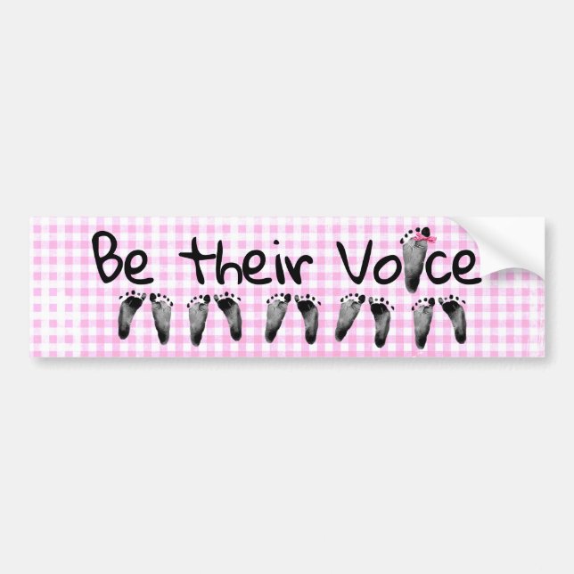 Pro-Life Baby Footprints with Bow  Bumper Sticker (Front)