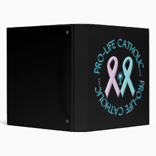 Pro-Life Catholic w/Monstrance & Pink/Blue Ribbons Binder