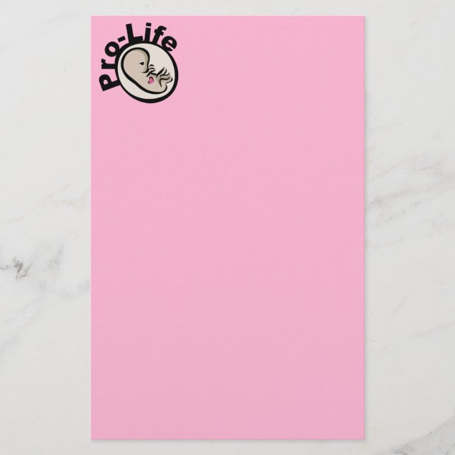 Pro-Life Fetus Design Stationery (Front)