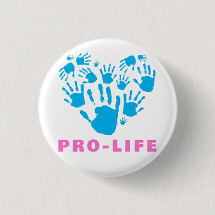 Pro-Life Handprint Heart– March for Life Awareness 1 Inch Round Button