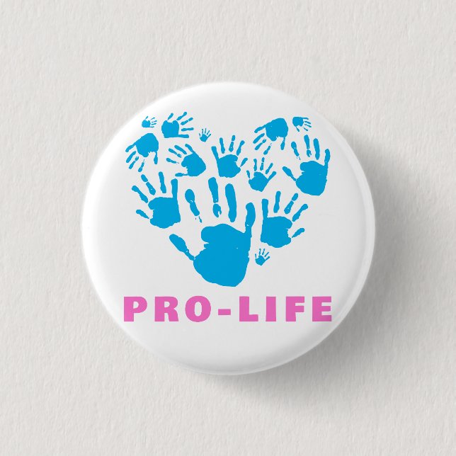 Pro-Life Handprint Heart – Value Life Awareness  1 Inch Round Button (Front)