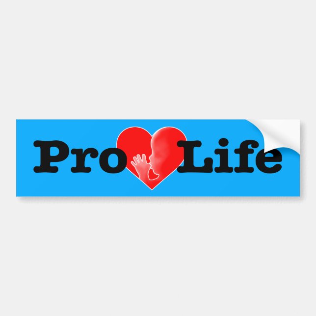 "PRO-LIFE HEART WITH FETUS SUCKING ITS THUMB" BUMPER STICKER (Front)