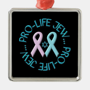 "Pro-Life Jew" w/Star of David & Ribbons Metal Ornament