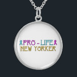 Pro-Life New Yorker Necklace<br><div class="desc">Pro-Life New Yorker Necklace. Feel free to change the background colour and/or add words via Zazzle's great customization tools. For thousands more pro-life products please visit my Artists4God store at: http://www.zazzle.com/artists4god/gifts?cg=196514834256778908&rf=238686044861169565</div>