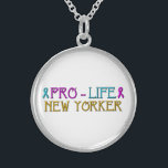 Pro-Life New Yorker Necklace<br><div class="desc">Pro-Life New Yorker Necklace.  Feel free to change the background colour and/or add words via Zazzle's great customization tools.  For thousands more pro-life products please visit my Artists4God store at: http://www.zazzle.com/artists4god/gifts?cg=196514834256778908&rf=238686044861169565</div>