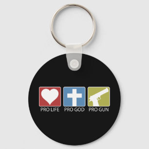 Pro Life, Pro God, Pro Gun Keychain