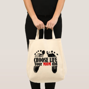 Pro-Life Quote With Baby Footprints Tote Bag