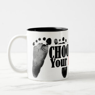 Pro-Life Quote With Baby Footprints Two-Tone Coffee Mug