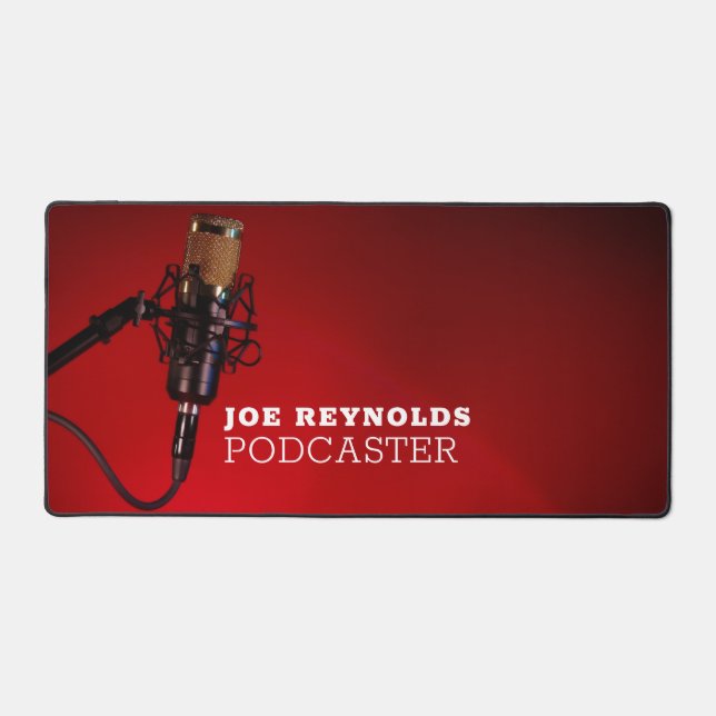 Pro Microphone, Podcaster, Podcast Desk Mat (Front)