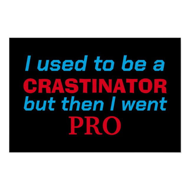 Pro procrastinator - funny poster (Front)