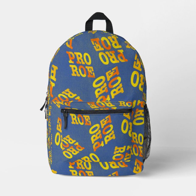 Pro Roe Retro Orange and Yellow on Blue Printed Backpack (Front)