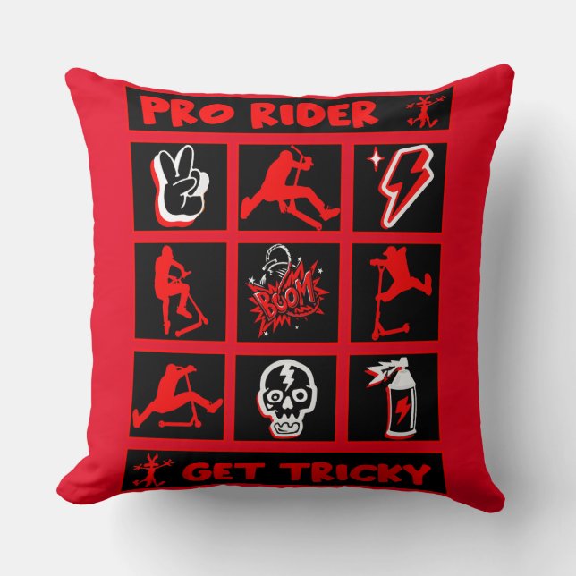 Pro Scooter Free Rider Tricks Throw Pillow (Front)
