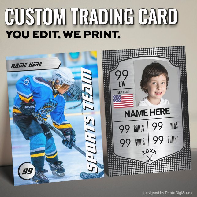 Pro Shield Hockey Trading Card Hockey Player Card (Custom Hockey Trading Card, Silver Shield Player Card)