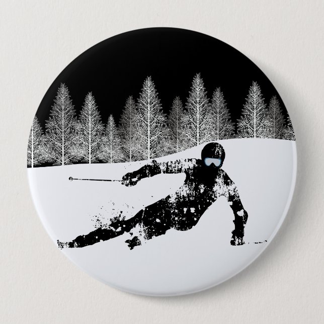 Pro Skier, Ski Snowboard Button (Front)