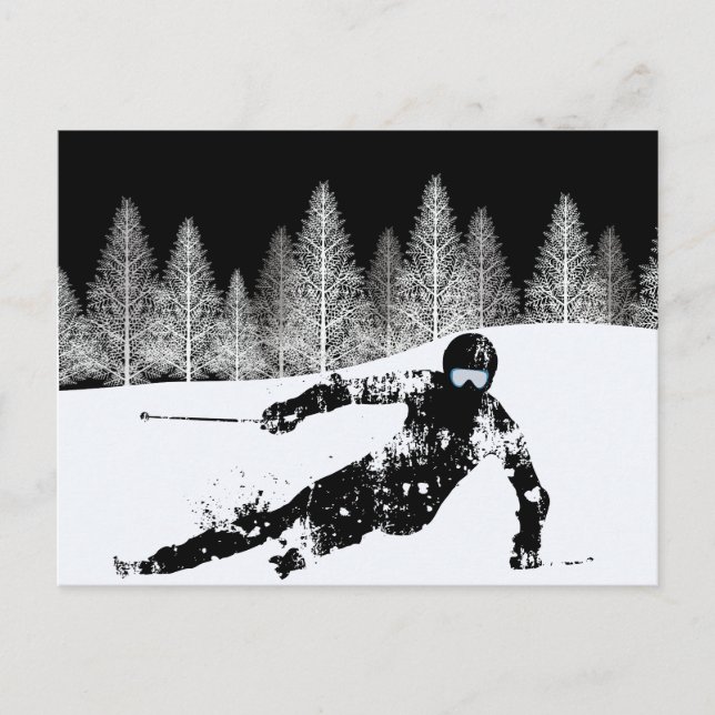 Pro Skier, Ski Snowboard Holiday Postcard (Front)