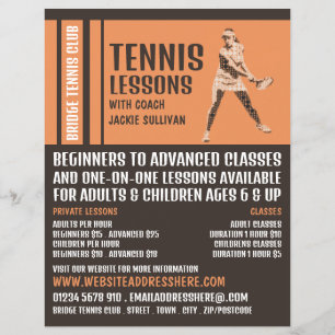 Pro Tennis Player, Tennis Lessons/Classes Advert Flyer