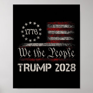 Pro Trump 2028 President America Us Flag Retro 4th Poster